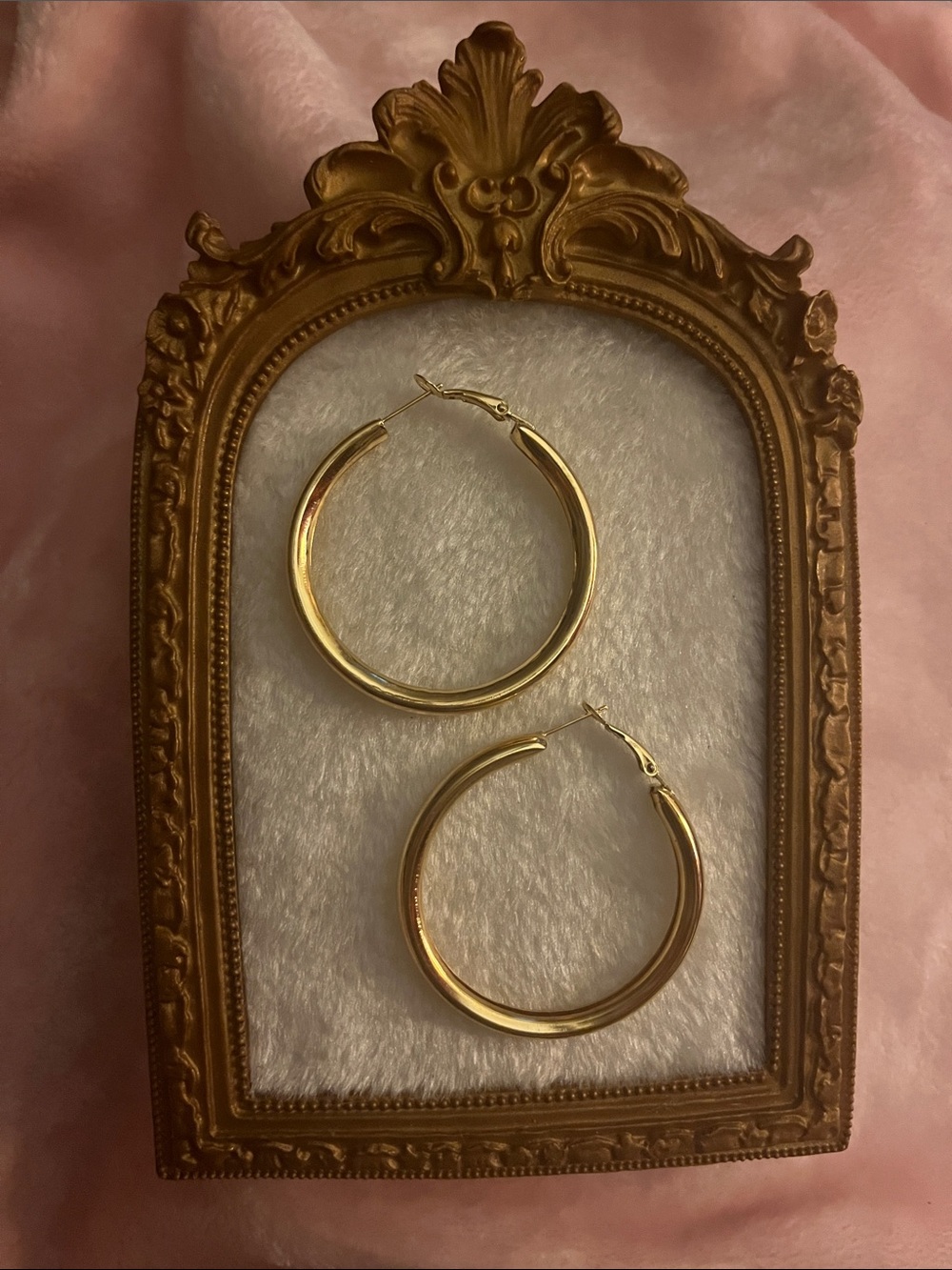 Gold Hoop Earrings - Classic Women's Hoop Earrings - Picture 3 of 5